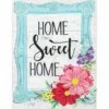 Outlet 💯 Evergreen Blue & Pink Floral 'Home Sweet Home' Outdoor Flag ✔️