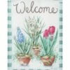 Best Sale ⌛ Evergreen Blue 'Welcome' Potted Spring Plants Garden Flag 🛒