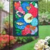 Flash Sale 👏 Evergreen Red & Blue Floral Butterfly Outdoor Flag ⌛