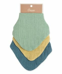 Discount 😉 Crane Baby Evergreen & Yellow Muslin Bib Set ✨