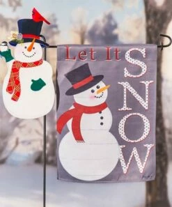 Best Sale 🛒 Evergreen White & Red Snowman Flag Stand Décor 🤩