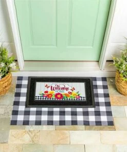 Best deal ✨ Evergreen Black & White Buffalo Plaid Layering Mat 😍