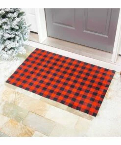 Promo 😀 Evergreen Red & Black Buffalo Plaid Layering Mat 🔔 -Outlet Evergreen Shop zu108626202 alt 2 tm1664557508