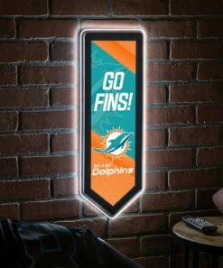 New 👍 Evergreen Miami Dolphins 'Go Fins' LED Pennant Wall Décor 🤩 -Outlet Evergreen Shop zu108811691 alt 2 tm1662749265