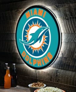 Budget ❤️ Evergreen Miami Dolphins Round LED Wall Décor 🛒 -Outlet Evergreen Shop zu108811694 alt 2 tm1662749265