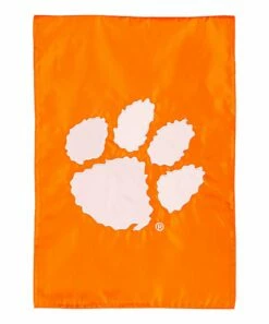 Promo 💯 Evergreen Clemson University Orange Paw Print Appliqué Garden Flag 🤩