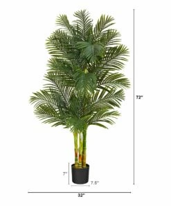 Best deal 🔔 Nearly Natural 6' Triple Stalk Golden Cane Palm Tree Décor ❤️ -Outlet Evergreen Shop zu109102052 alt 3 tm1663680701