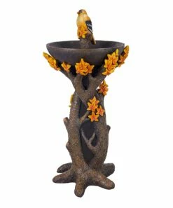 Discount 🥰 Evergreen Gray & Orange Maple Tree Resin Birdbath 🥰