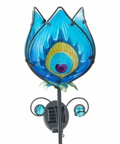 Discount π€© Evergreen Blue Tulip Glass Solar Garden Stake π