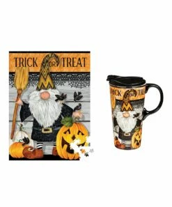 Brand new ⌛ Evergreen Orange 'Trick Or Treat' Gnome Travel Mug & 500-Piece Puzzle 🥰 -Outlet Evergreen Shop zu109432902 alt 2 tm1665243894