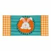 New 👍 Evergreen Orange & Teal Rabbit Carrot Wreath Switch Doormat ✔️