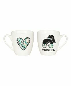 Buy 🎉 Evergreen White & Blue Heart Mommy & Me Mug Set ✨