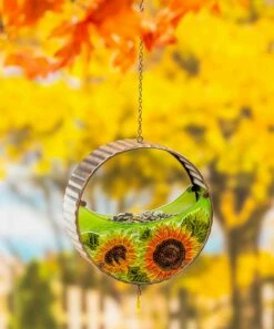 Best deal 😍 Evergreen Yellow & Bronzetone Sunflowers Embossed Metal Bird Feeder 🎁 -Outlet Evergreen Shop zu109948230 alt 1 tm1667246577