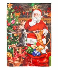 Best deal 🧨 Evergreen Red Santa's Cat Friends Garden Flag 😉