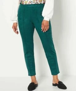 Budget 🥰 J Jason Wu Evergreen Regular Faux Suede Straight-Leg Pants - 👩 Women, Petite & Plus 🎉