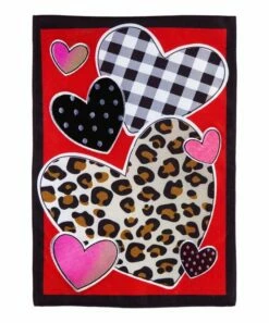 Wholesale ⭐ Evergreen Red & Black Patchwork Hearts Outdoor Flag ✨