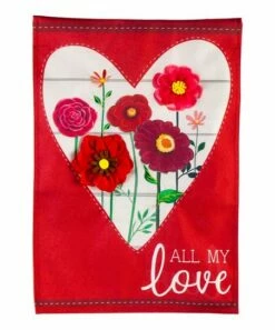 Coupon 🧨 Evergreen White & Red Heart 'All My Love' Outdoor Flag 🎁
