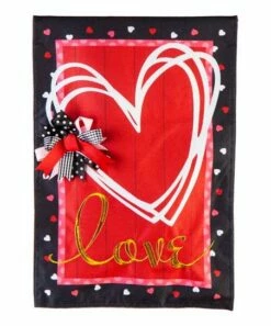 Buy 🛒 Evergreen Red & White Heart 'Love' Outdoor Flag 🌟
