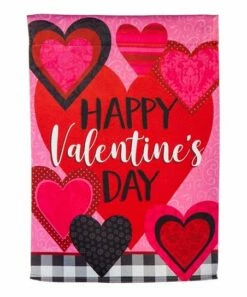 Best deal 🛒 Evergreen Pink & Red Hearts 'Happy Valentine's Day' Outdoor Flag ⭐