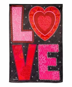 Outlet 🤩 Evergreen Black & Red 'Love' Heart Outdoor Flag ✨