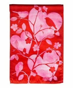 New 🥰 Evergreen Red & Pink Floral Hearts Outdoor Flag 🎁