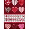 Outlet 😉 Evergreen Wine & Red Patchwork Hearts 'Happy Valentine's Day' Outdoor Flag 🔥
