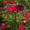 Best deal 🧨 Evergreen Ruby Pansy Glass Birdbath & Black Garden Stake ⌛