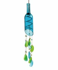 Cheapest 🛒 Evergreen Light Blue Bottle Wind Chime 👍