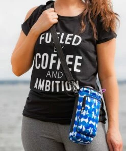 Hot Sale 👏 Evergreen Blue & White Ikat Cylinder Crossbody Bag 💯