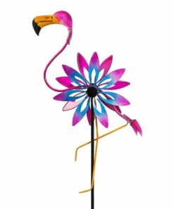 Deals 🌟 Evergreen Pink & Blue Flamingo Kinetic Garden Stake ✔️