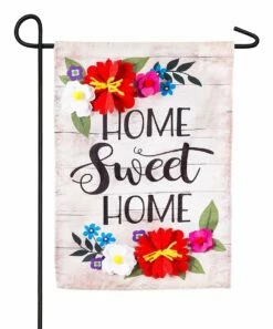 Best deal 🧨 Evergreen Floral 'Home Sweet Home' Linen Flag 🎁 -Outlet Evergreen Shop zu70104204 alt 1 tm1617368811