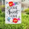Best deal 🧨 Evergreen Floral 'Home Sweet Home' Linen Flag 🎁