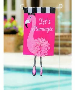Cheapest 🤩 Evergreen 'Let's Flamingle' Outdoor Flag ⭐