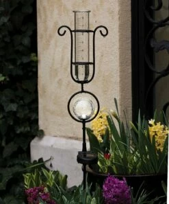 Cheapest ✔️ Evergreen Solar-Powered Light-Up Rain Gauge 💯