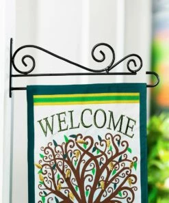 Coupon ⭐ Evergreen Black Swirl Wall-Mount Outdoor Flag Hanger 🔔