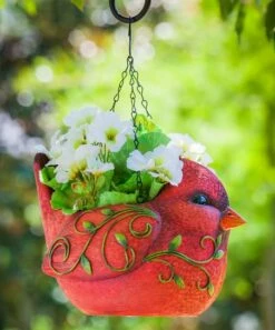 Outlet ⌛ Evergreen Red Cardinal Hanging Portly Bird Planter 🔔