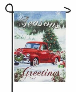 Best deal 👏 Evergreen Red & Green 'Seasons Greetings' Pickup Truck Outdoor Flag 🔔