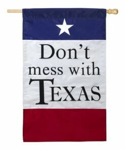 Brand new ❤️ Evergreen Red & Blue 'Don't Mess With Texas' Garden Flag 👍