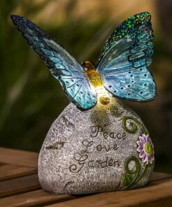 Coupon ✔️ Evergreen Butterfly 'Peace Love Garden' Solar Garden Stone 🌟