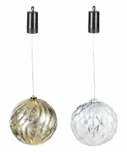Deals 🛒 Evergreen Silver 8" Outdoor LED Ball Ornament ✔️ -Outlet Evergreen Shop zu80760039 alt 2 tm1566396731