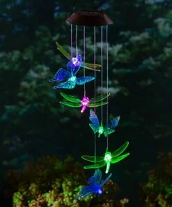 Outlet π Evergreen Green & Blue Dragonflies Color-Changing Solar Mobile π€©