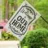 Wholesale 👍 Evergreen Black 'Welcome To Our Home' Appliqué Outdoor Flag 🎁