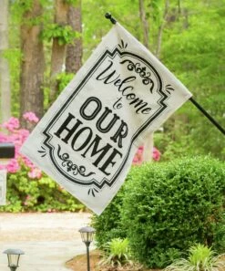 Wholesale 👍 Evergreen Black 'Welcome To Our Home' Appliqué Outdoor Flag 🎁