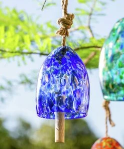 Best reviews of 😀 Evergreen Beige & Deep Blue Art Glass Speckle Bell Windchime 🔔 -Outlet Evergreen Shop zu82964939 alt 2 tm1576593332