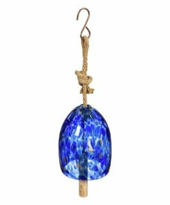 Best reviews of 😀 Evergreen Beige & Deep Blue Art Glass Speckle Bell Windchime 🔔
