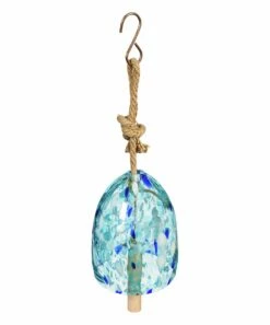 Brand new 🤩 Evergreen Beige & Light Blue Art Glass Speckle Bell Windchime 🎉
