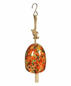Brand new ⭐ Evergreen Beige &Orange Art Glass Speckle Bell Chime 🛒