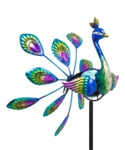 Deals 🤩 Evergreen Blue Peacock Solar Wind Spinner Stake 👏 -Outlet Evergreen Shop zu82974378 alt 2 tm1643660776