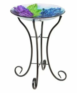 Promo 🔥 Evergreen Blue & Purple Blooming Hydrangea Bird Bath 😍 -Outlet Evergreen Shop zu82974393 alt 2 tm1575640264