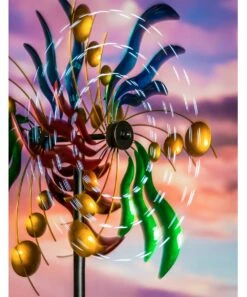 Coupon 😀 Evergreen 84" Red & Blue Gradient Circle Waves Lighted Wind Spinner 👏 -Outlet Evergreen Shop zu83397733 alt 3 tm1577538030